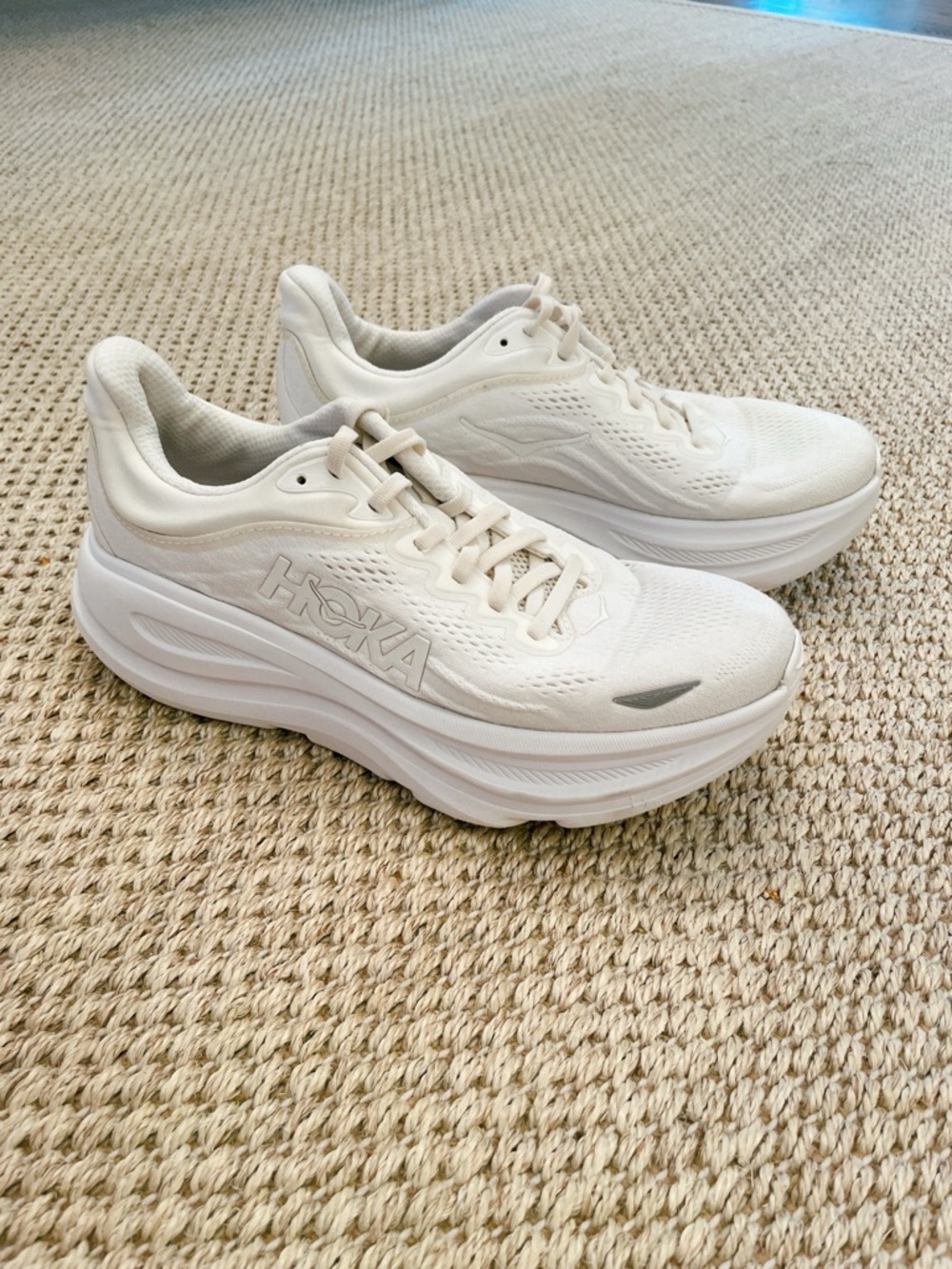 HOKA® Bondi 9 Sneakers in white / white - WORN ONCE - Womens size 9